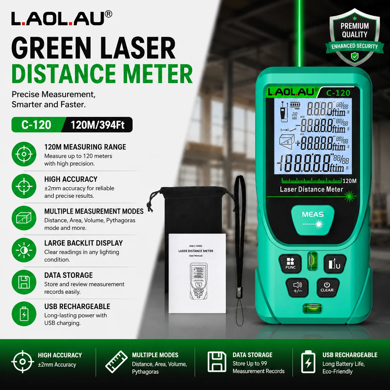 LAOLAU Digital Laser Range Fin - Power Tools Green review and price
